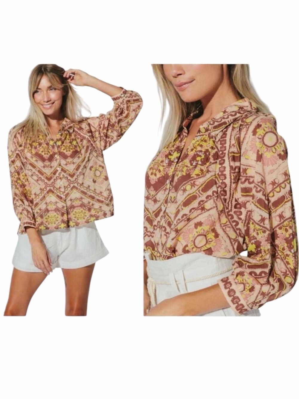 Cleobella Gina Blouse in Geo Print Size XS